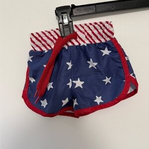 Caden Lane Blue and Red Star Swim Trunks